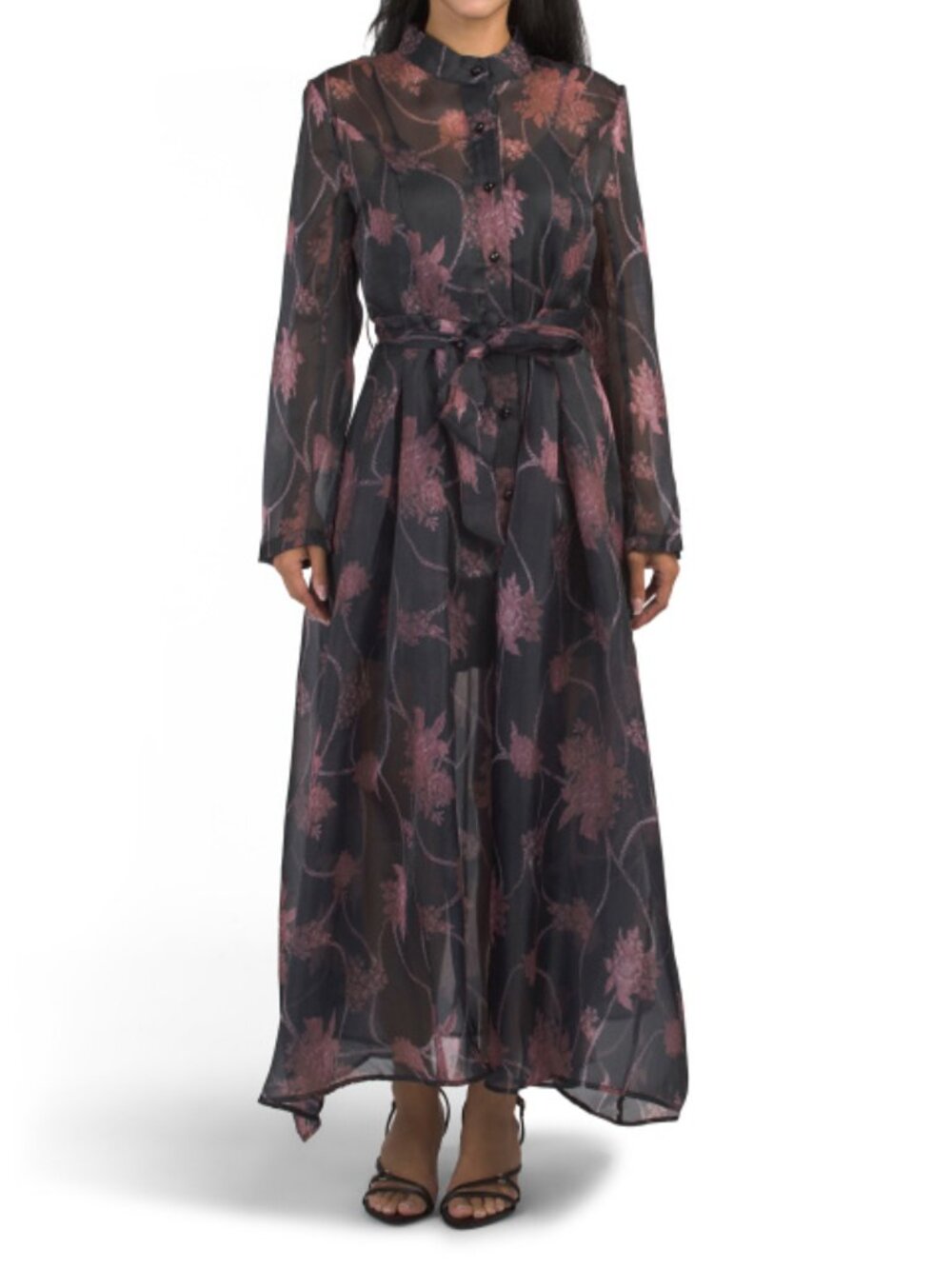 NANCY YANG Floral Chain Print Maxi Dress